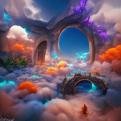 Dream World Portal Concept Art in the Clouds