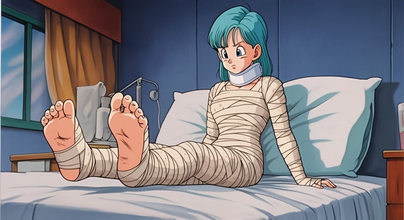 Bulma in Full Body Cast, Dragon Ball Z Anime Style