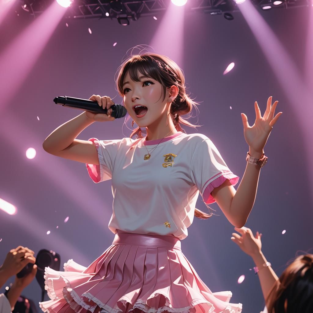 Anime Superstar Portrait in Concert, 3D Render