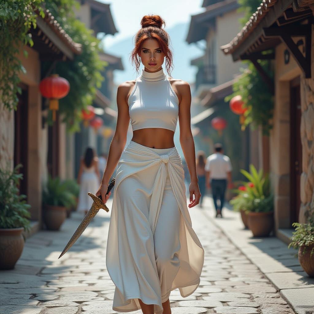 Fantasy Town Walk: Dynamic Art with Moody Lighting