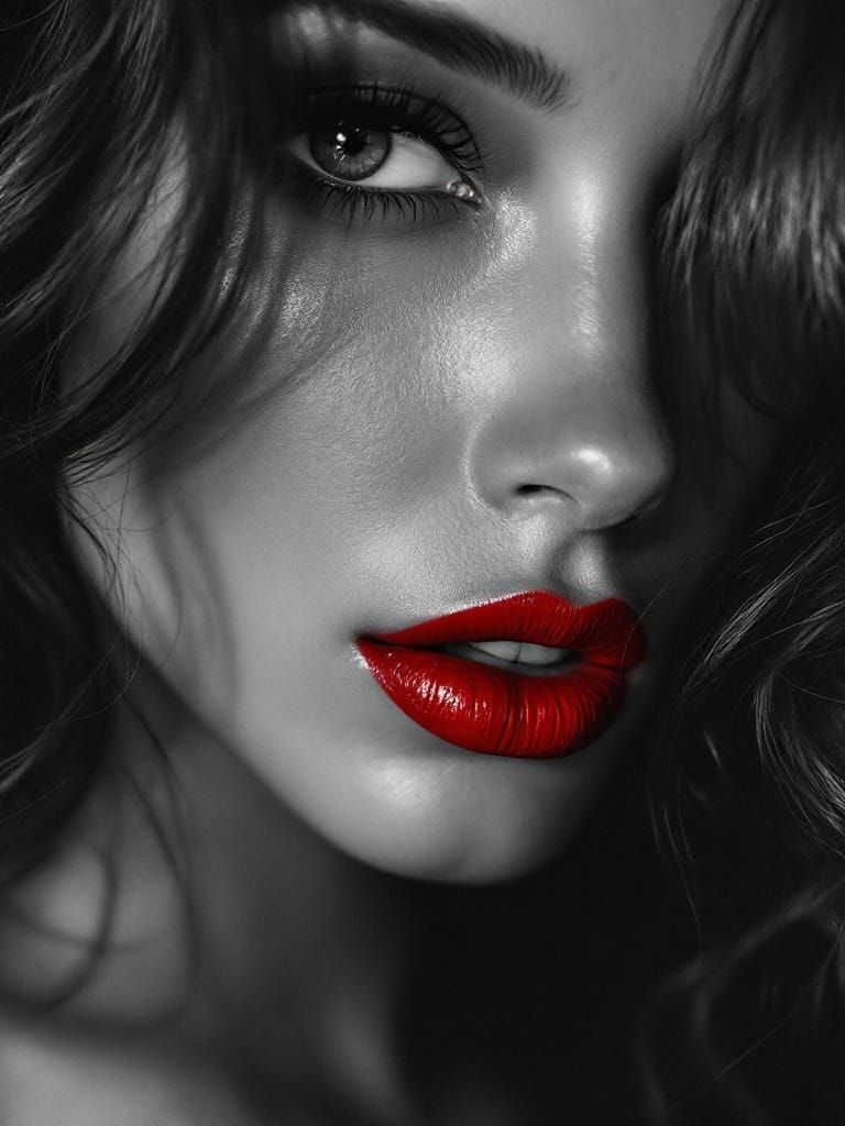 Hyper-Realistic Monochrome Portrait of a Beautiful Woman