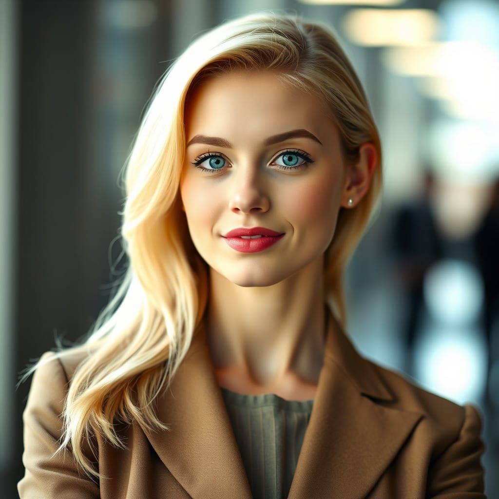 Polished Preppy Girl in Hyper-Realistic Portrait
