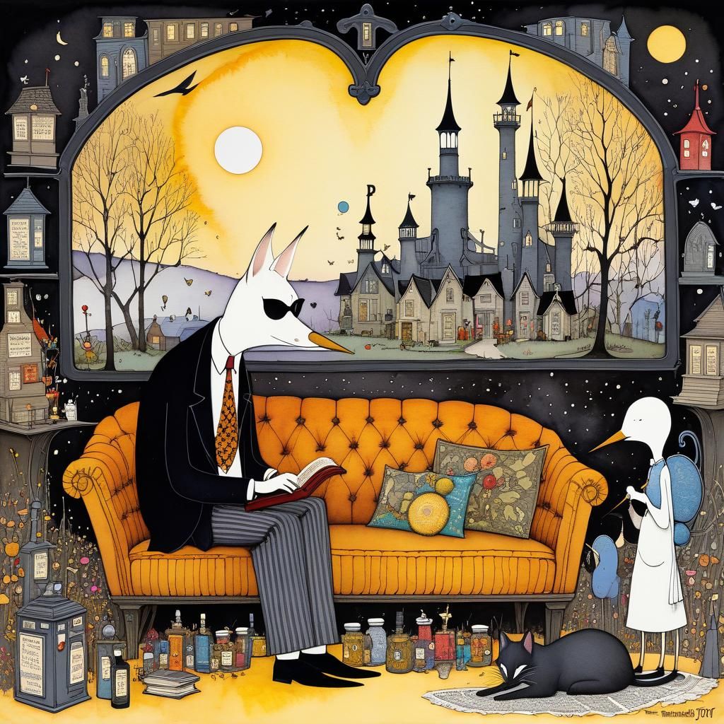 Macabre Ink Splash Art Poster on Parchment