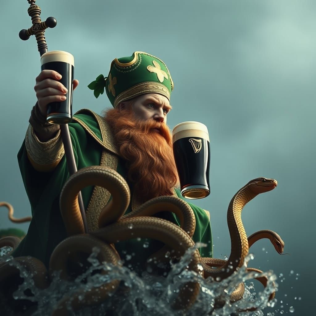 St Patrick in Hyperrealistic Irish Landscape