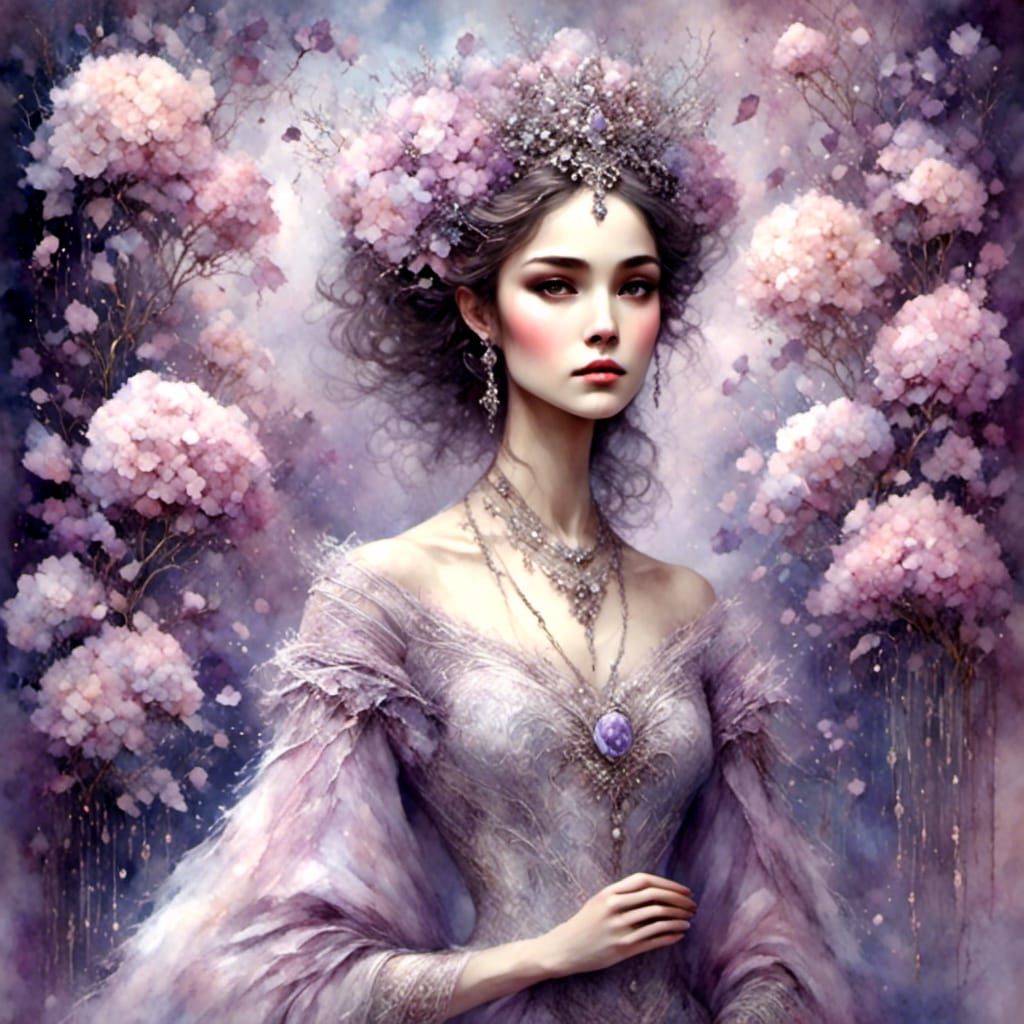 Woman in Flowing Gown at Lavish Ballroom