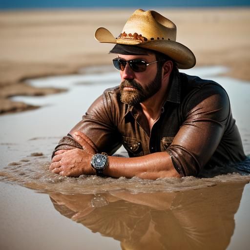 Cowboy Sinking in Quicksand: Professional Photography