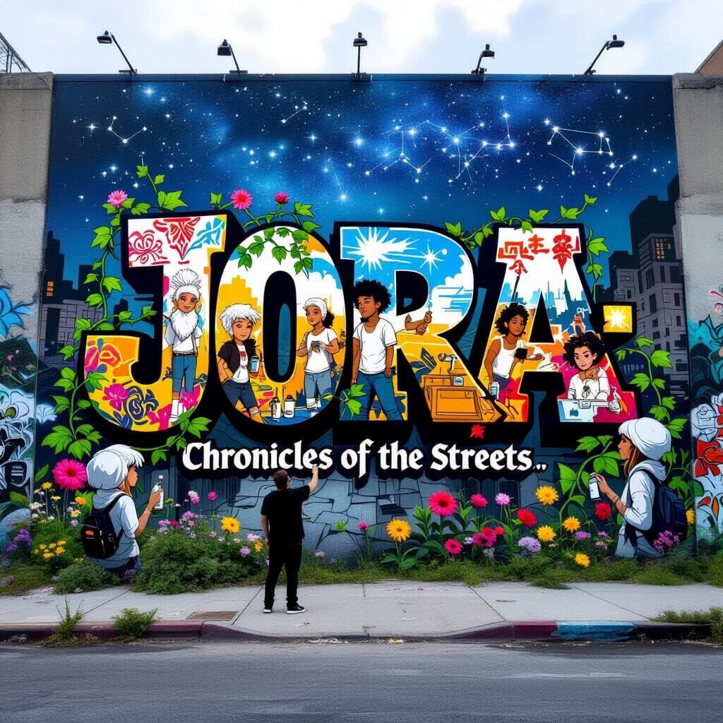 Epic Graffiti Mural: JORA Chronicles of the Streets