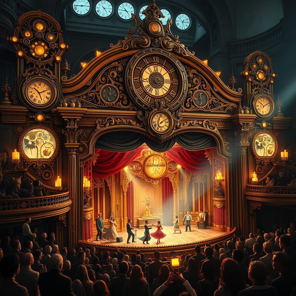 Steampunk Opera House with Automatons in Art Nouveau Style