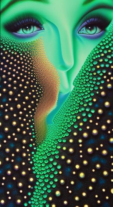 Steampunk Lady Portrait with Kinetic and Pointilism Elements