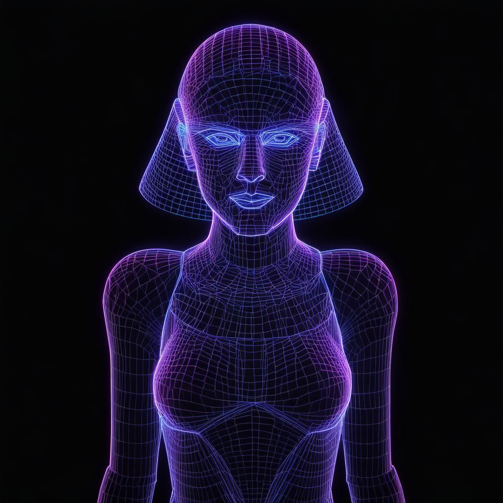 Neon Polygon Wireframe Human in 3D Style