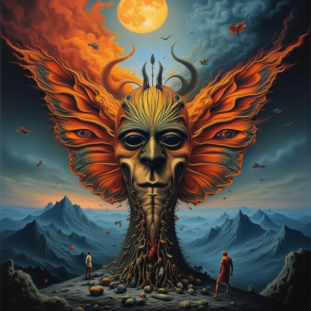 Surreal Xenomorph Butterfly-Man in Elastic Reality