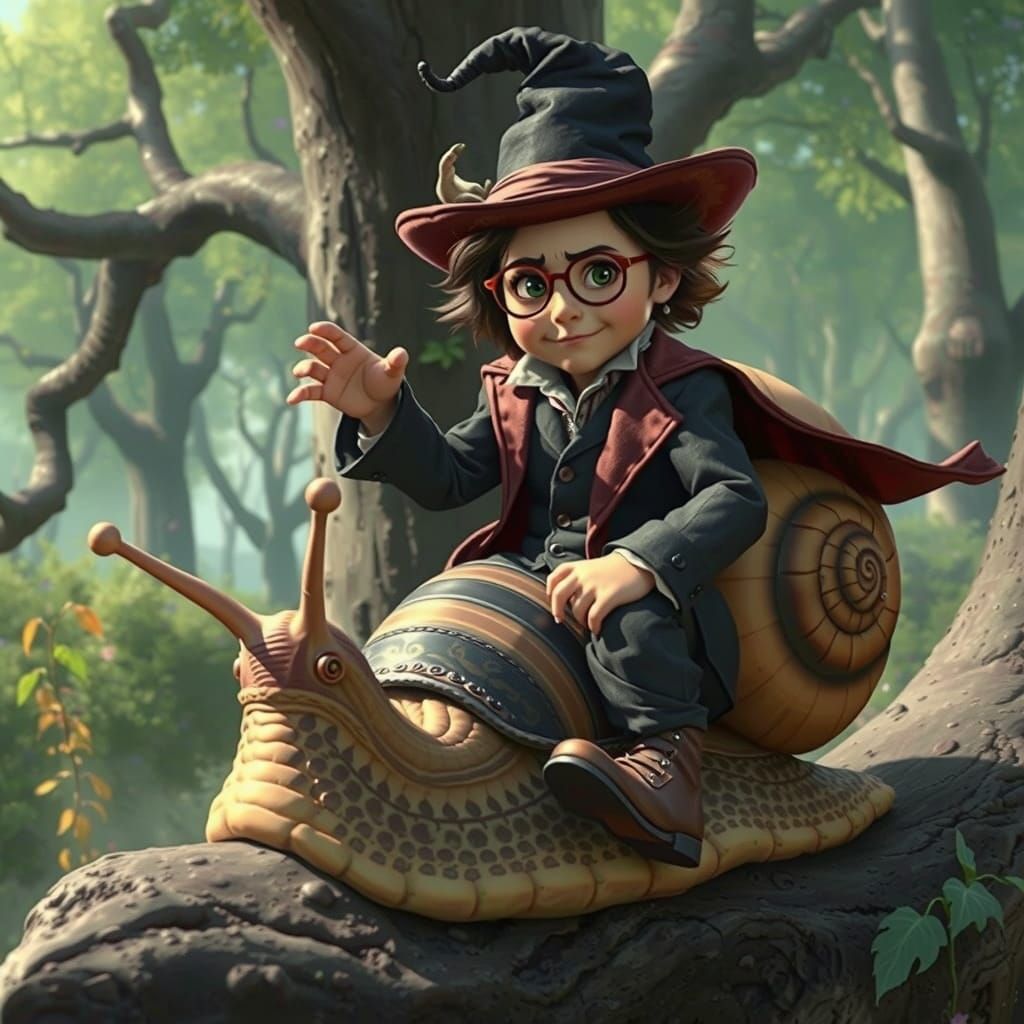 Magical Johnny Depp Wizard Rides Giant Snail in Enchanted Fo...