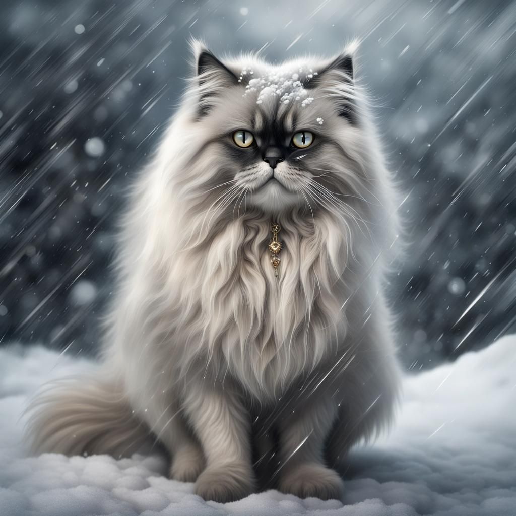 Himalayan Cat in Blizzard: Digital Matte Painting