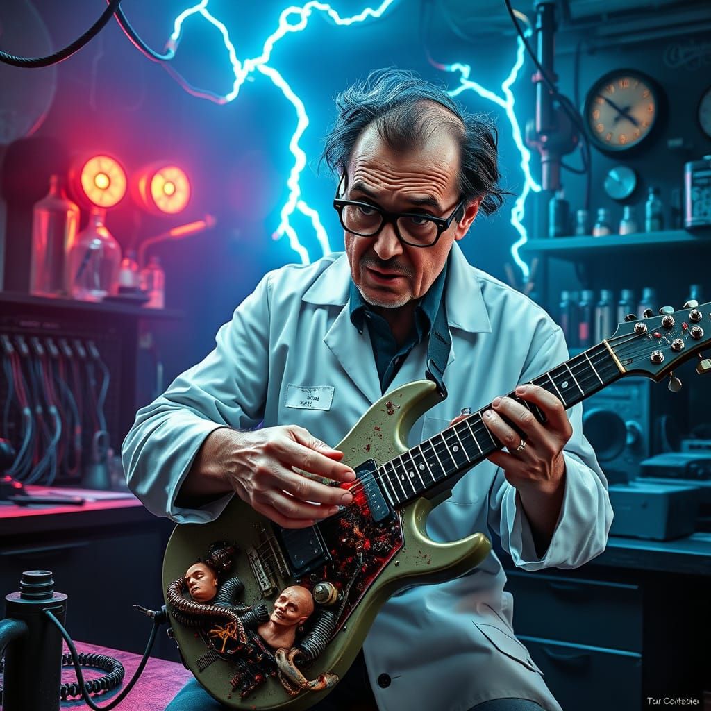Mad Scientist's Grotesque Bio-Mechanical Guitar