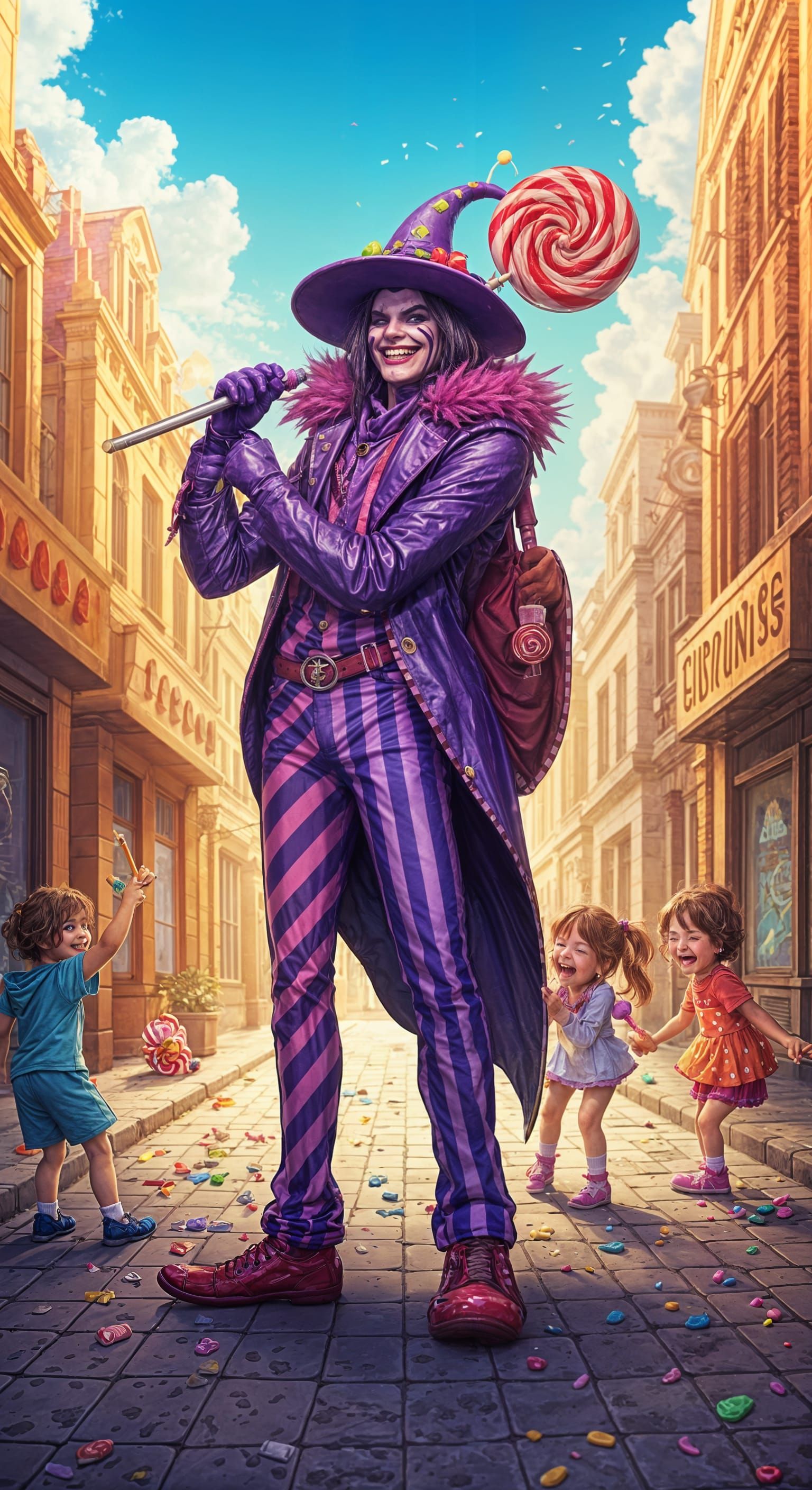 Candy Villain Robs Children with Lollipop Axe