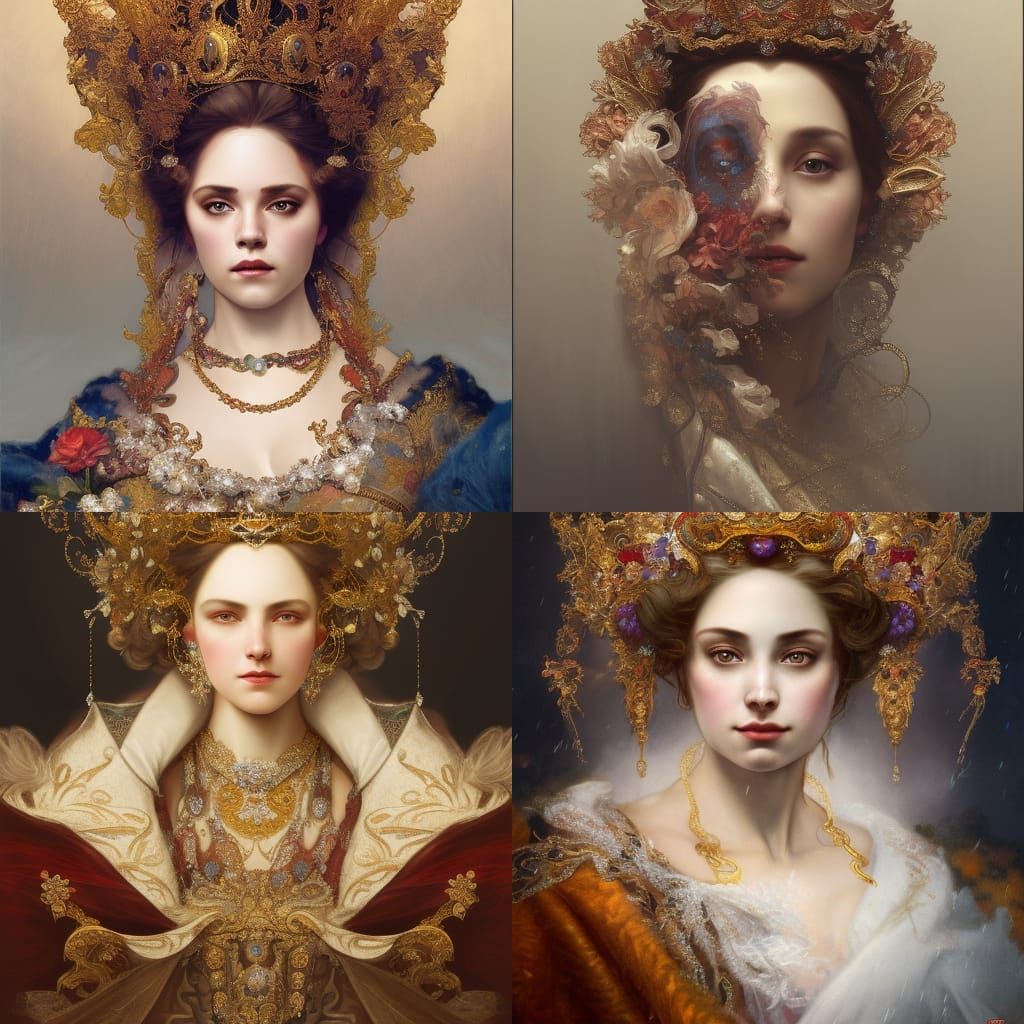 Venice Carnival Queen Portrait in Art Nouveau Style