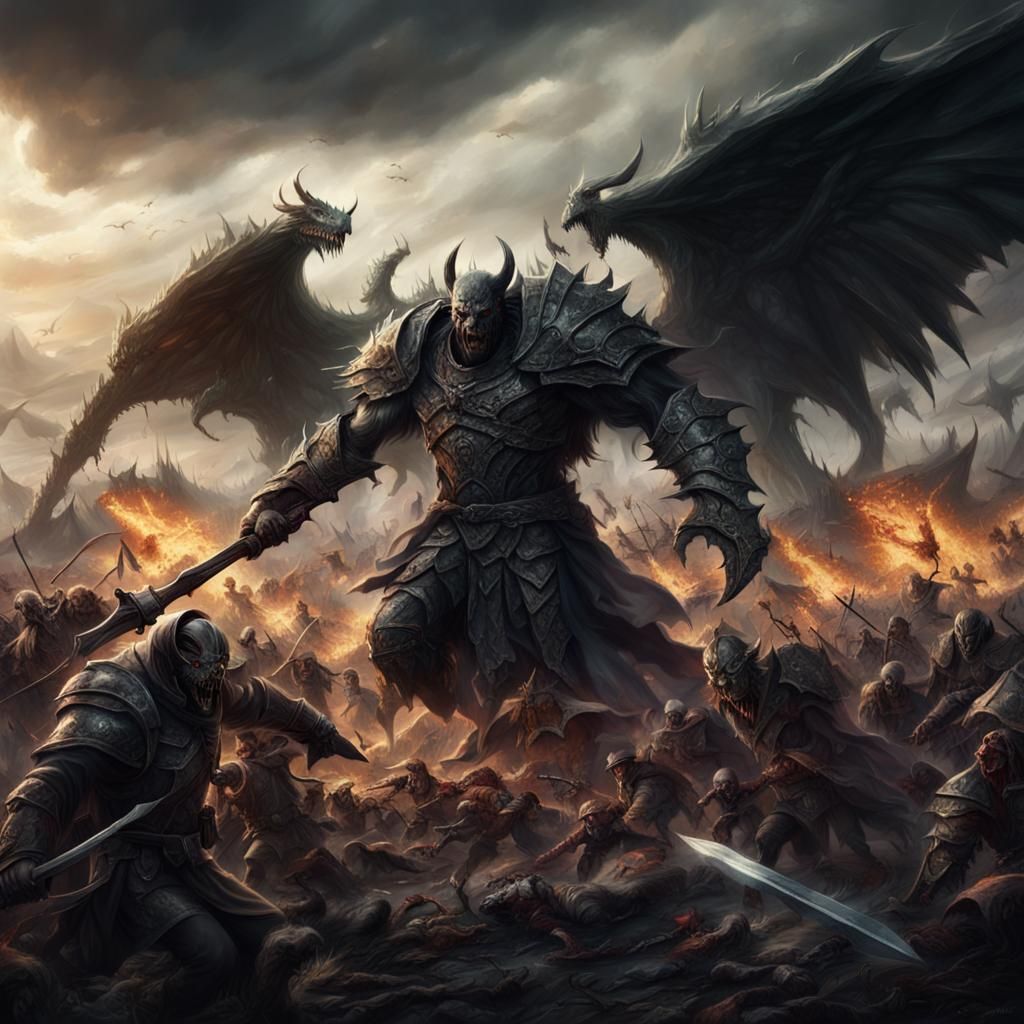 Epic Battle: Undead vs Demons on Battlefield