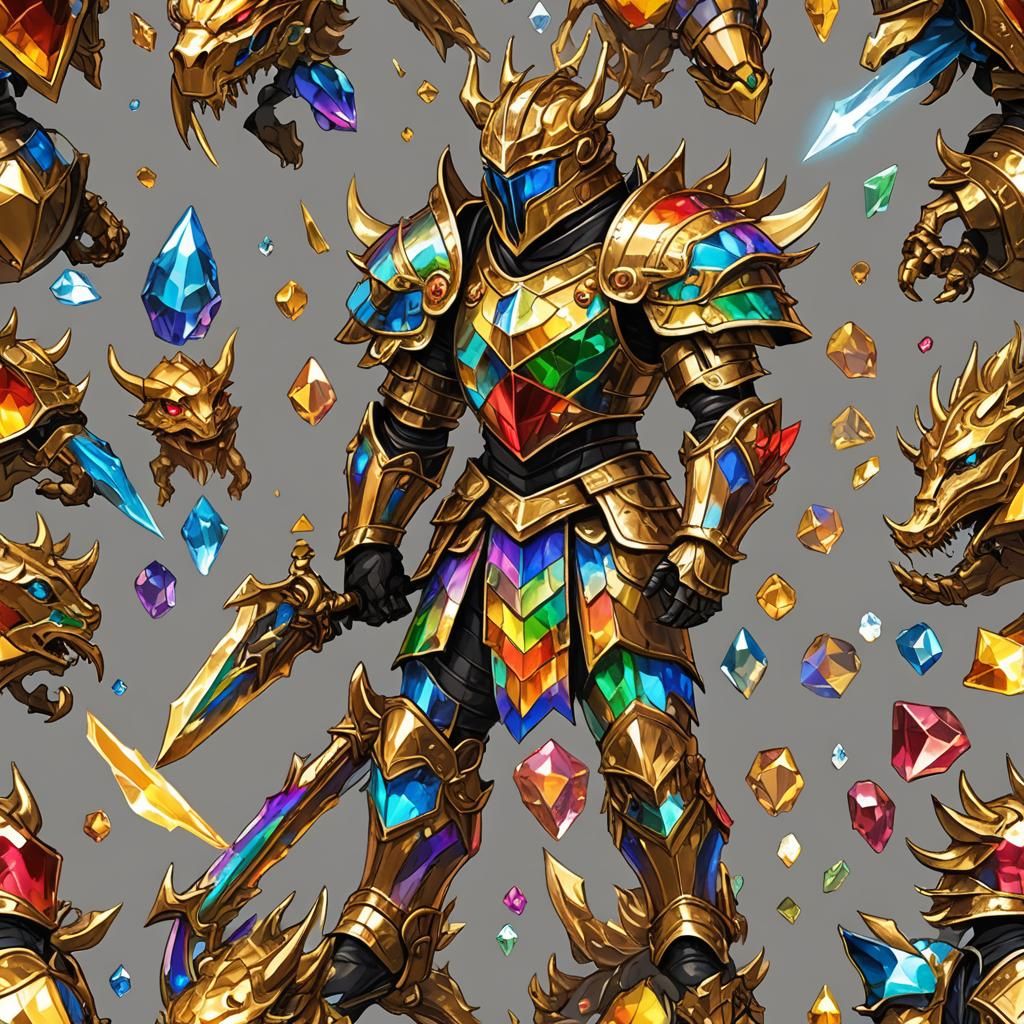 Crystal Knight of Dragon in Golden Armor