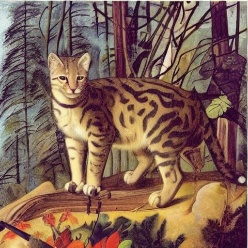 Mysterious Wild Cat Emerges from Foggy Forest