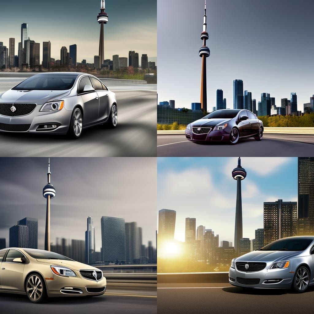 Black Buick Verano Races by CN Tower: Matte Painting