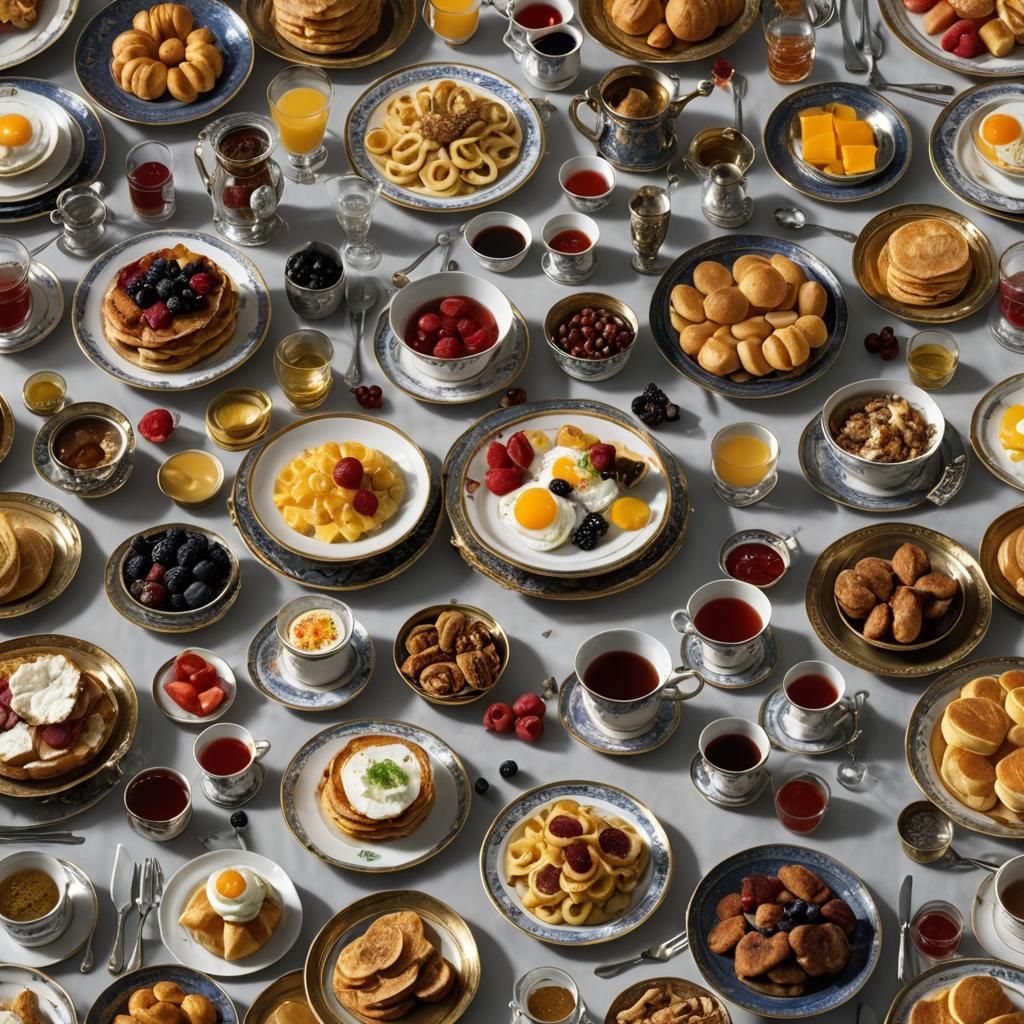 King Louis XIV's Ritual Breakfast: Detailed Matte Painting