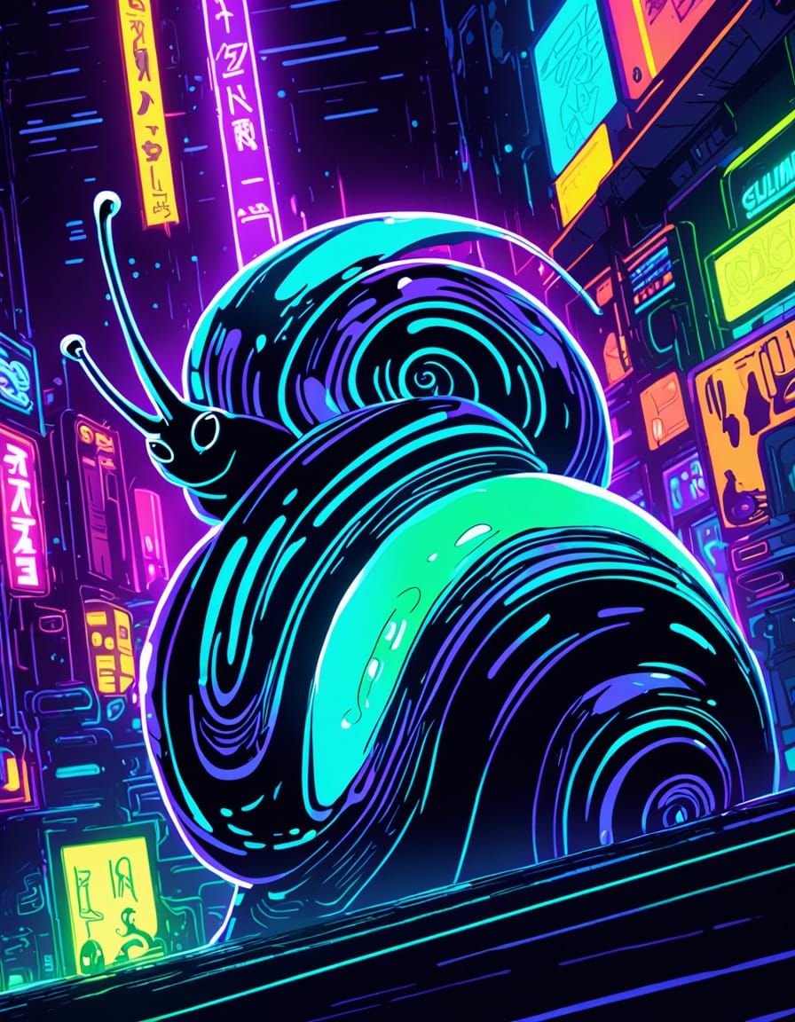 Alien Snail Hybrid in Vibrant Anime Style