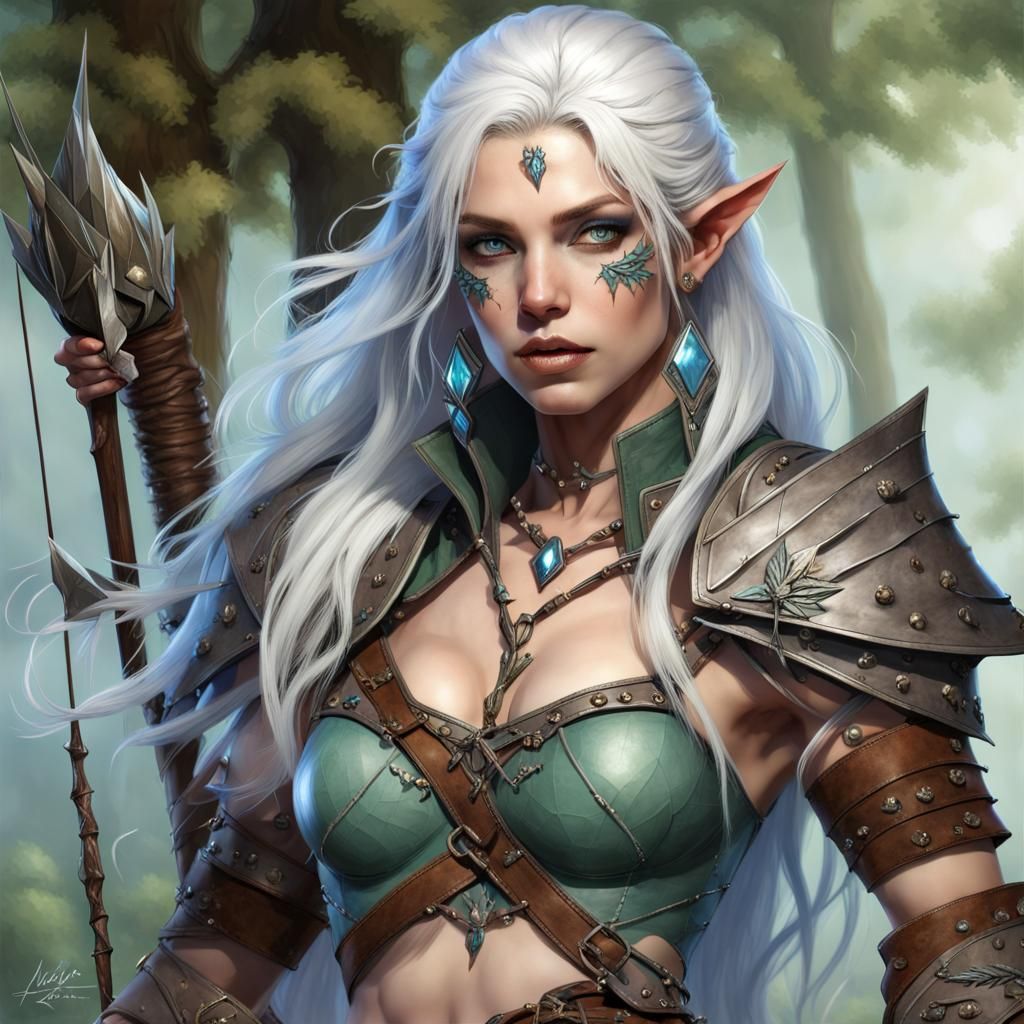 Drow Ranger with Bow and Studded Leather Armor