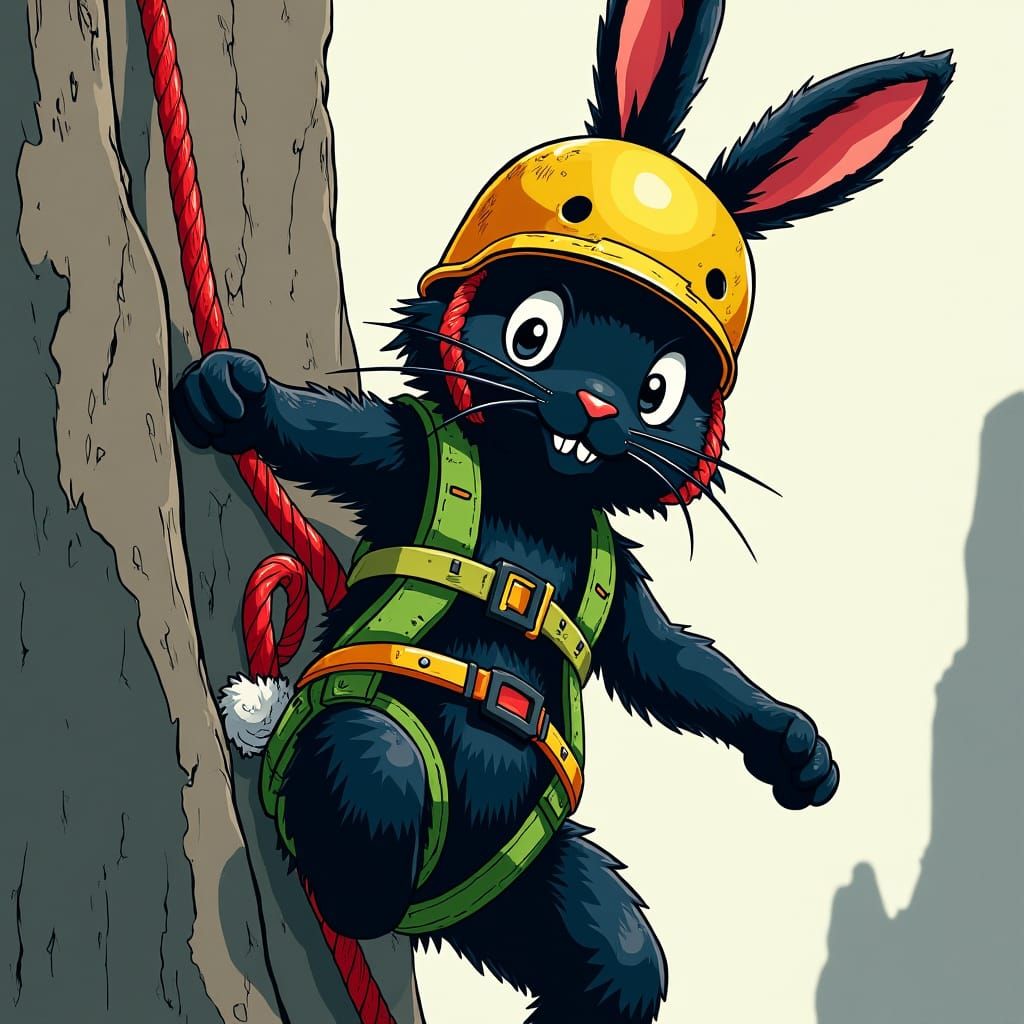 Manga Rabbit Ready for Mountain Climbing Adventure