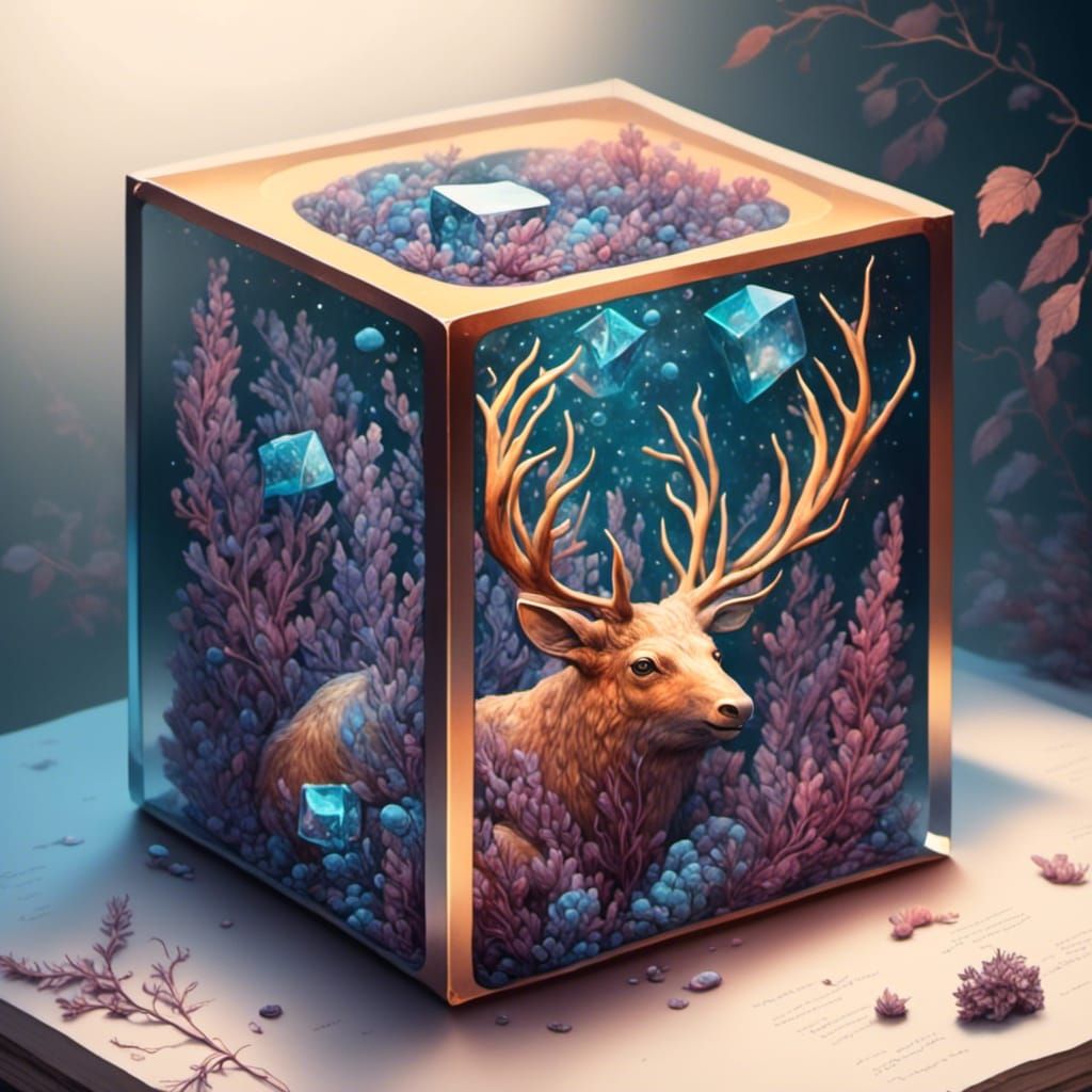 Shimmering Creature Encased in Resin Linocut