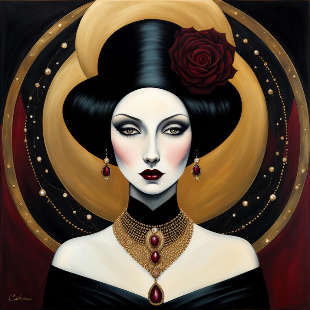 Madame X: Gothic Chic in Maroon and Gold