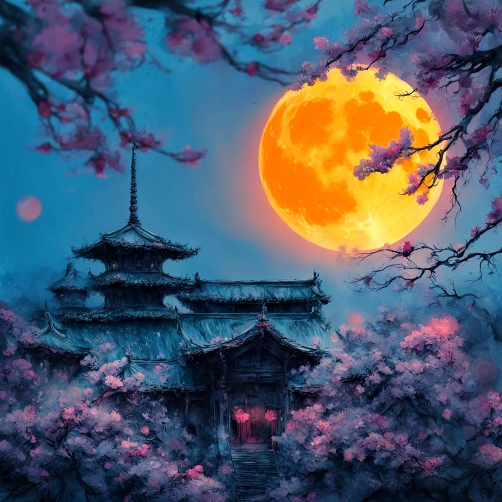 Whimsical Monastery in Dreamlike Moonlight