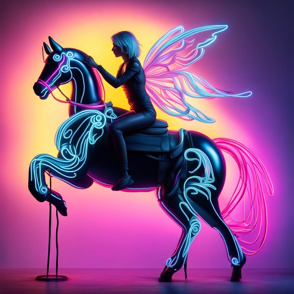 Cyberpunk Balloon Stallion and Fairy