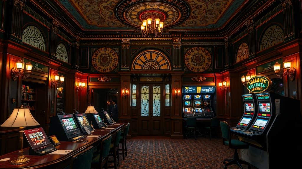 Art Deco Irish Betting Shop in Hyperrealistic Style