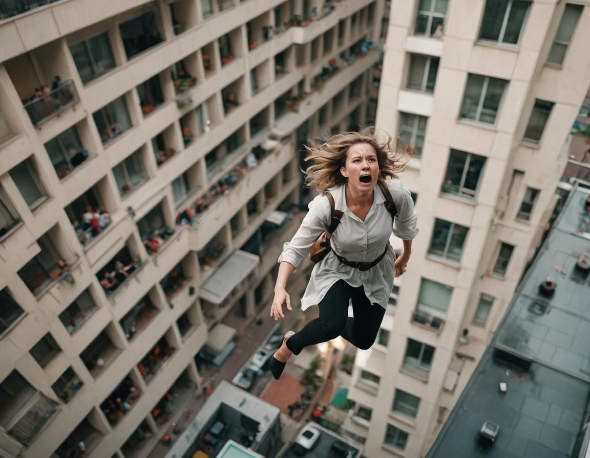 Woman Falling: Dramatic Cinematic Film Still