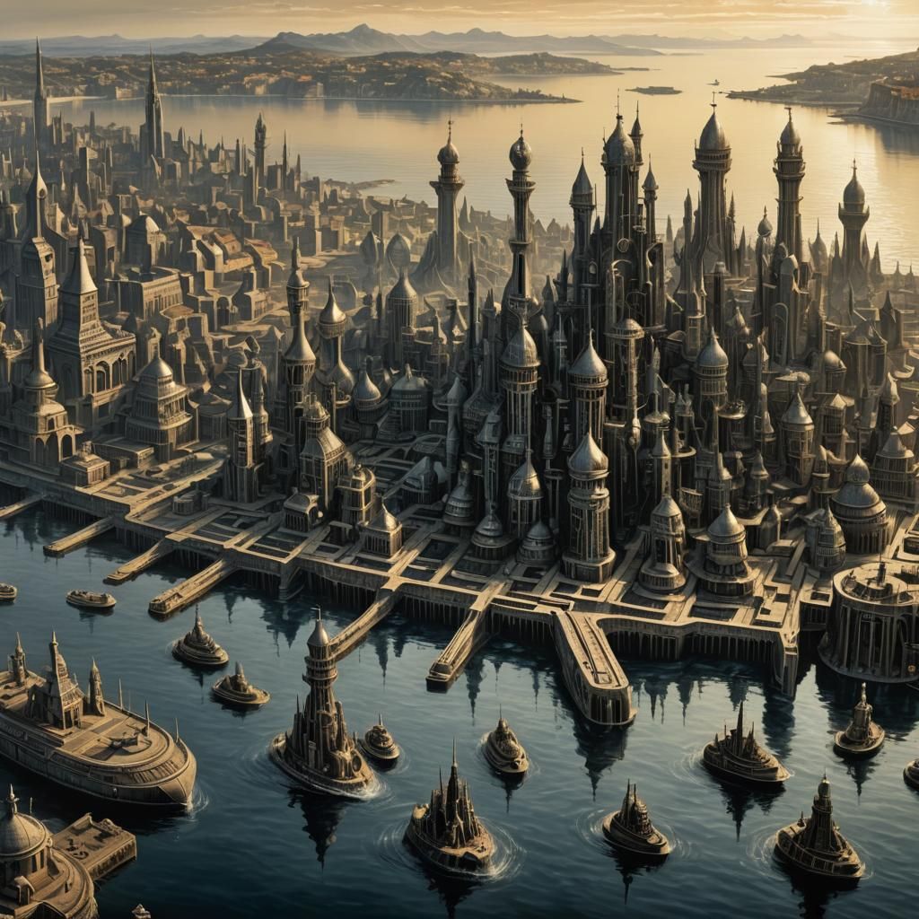 Surreal Chess City in Giger Style