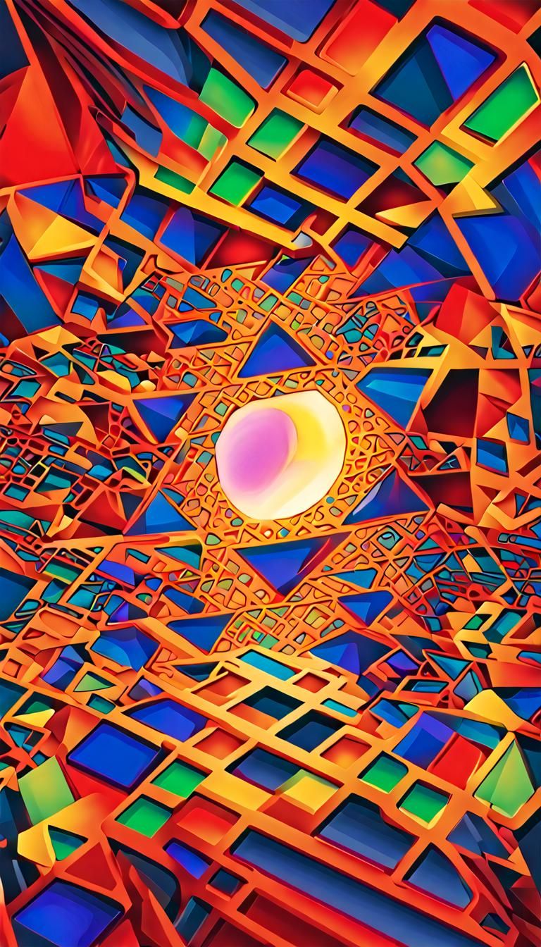 Psychedelic Geometric Abstract Art in Digital Illustration