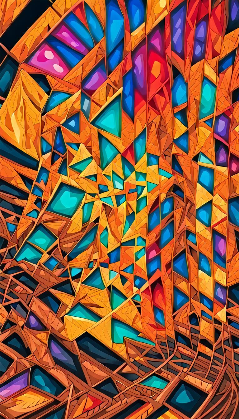 Psychedelic Geometric Abstract Art in Digital Illustration