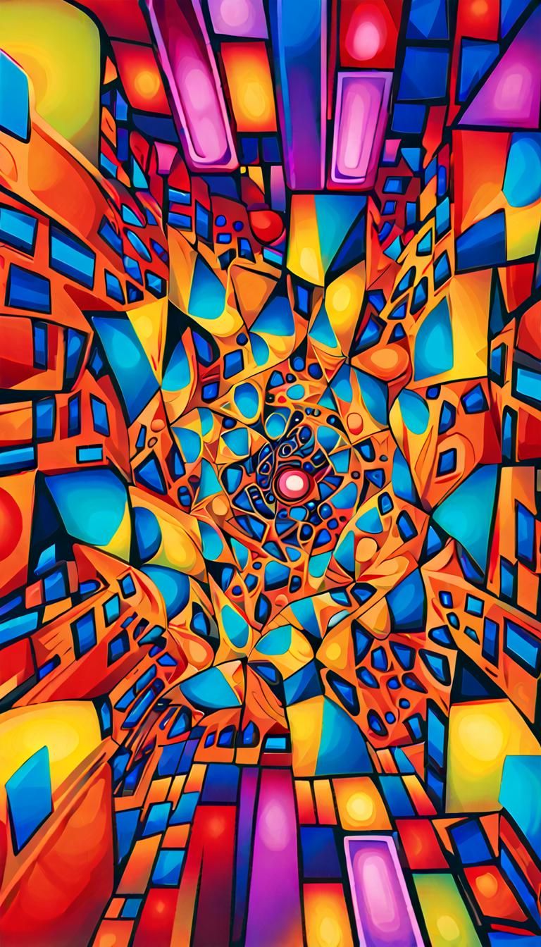 Psychedelic Geometric Abstract Art in Digital Illustration