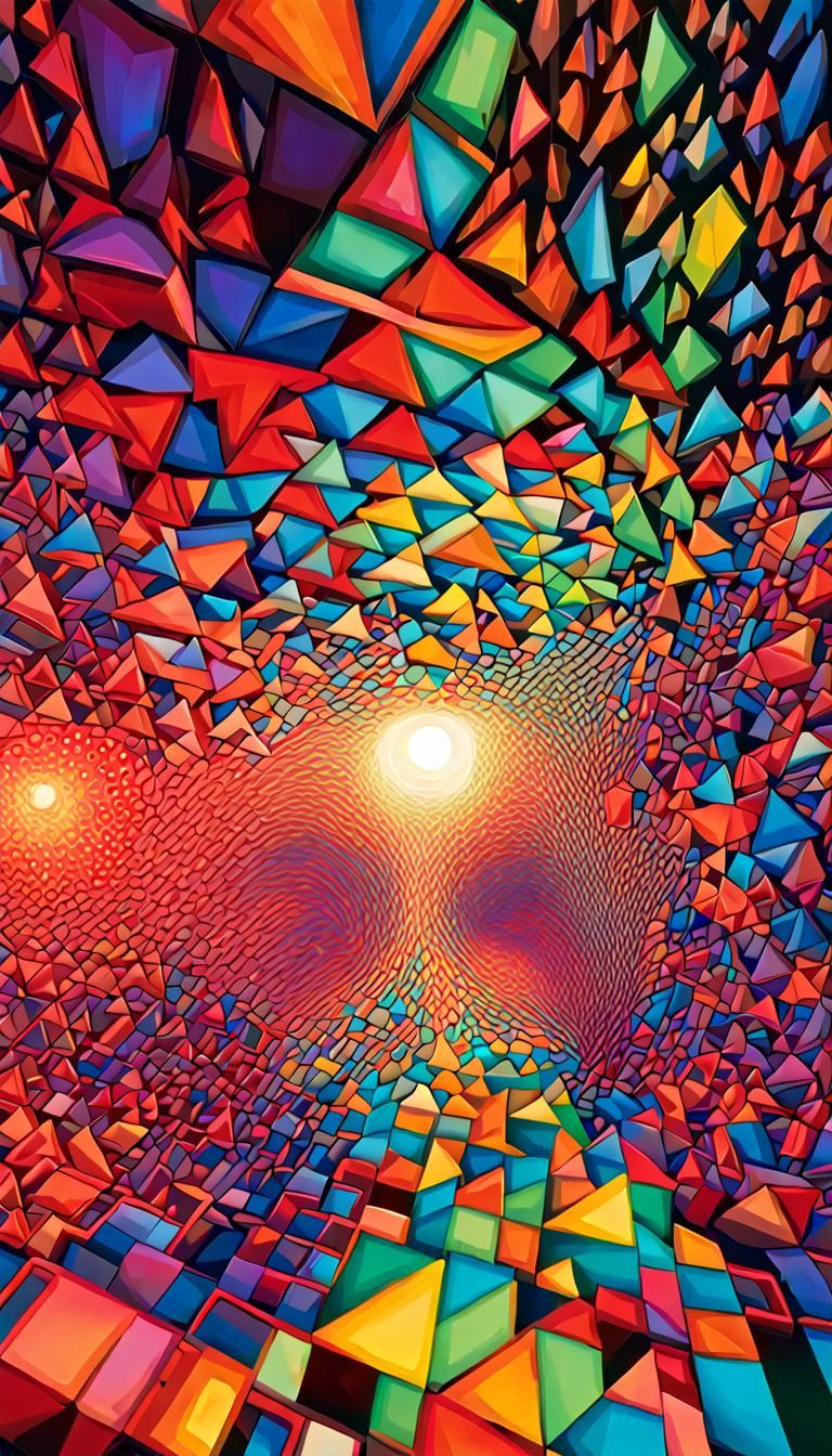 Psychedelic Geometric Abstract Art in Digital Illustration