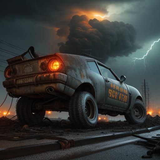 Post-Apocalyptic Racing Circuit in Comic Book Style