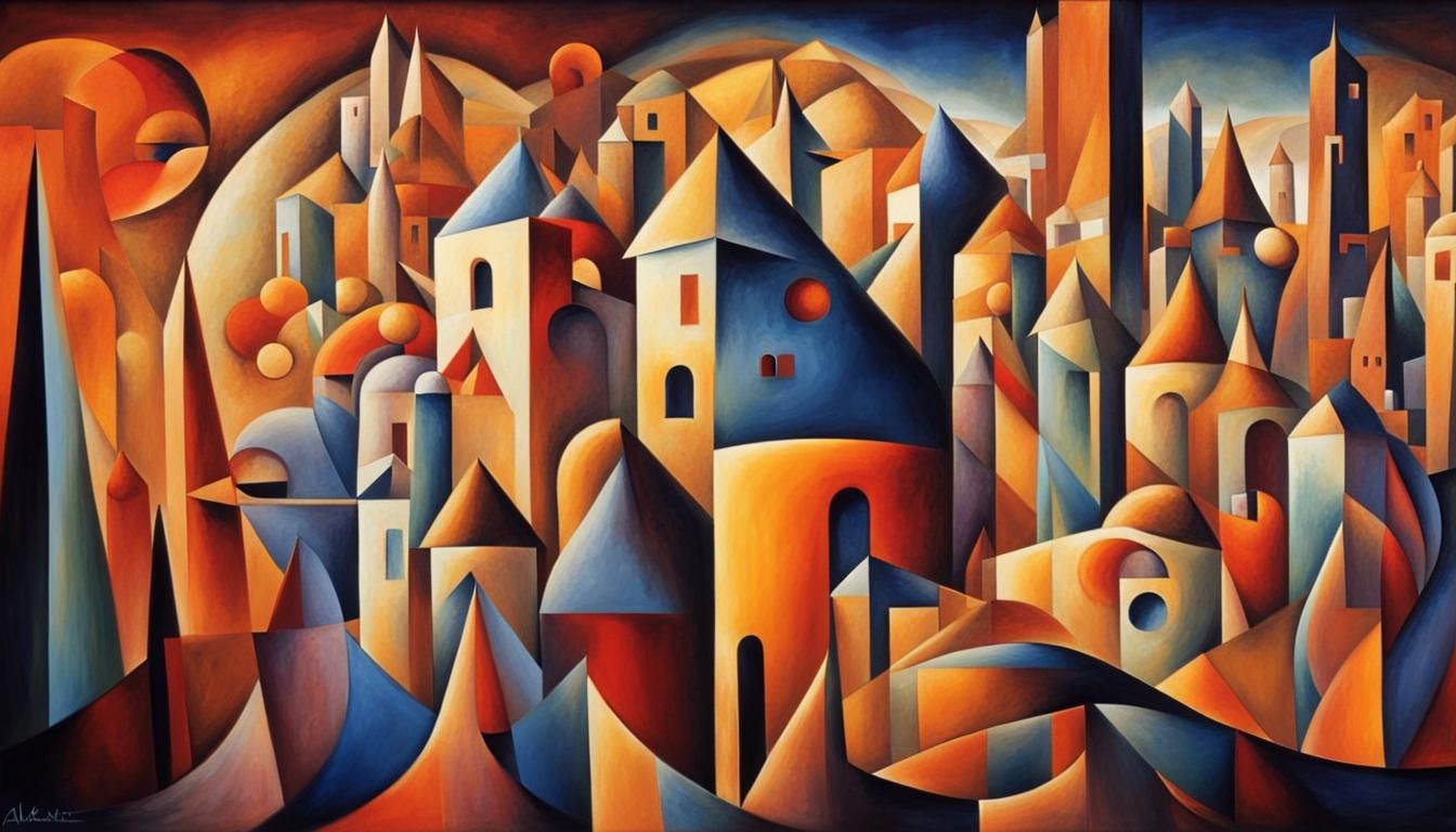 Fantasy Concept Art in Abstract Cubist Style