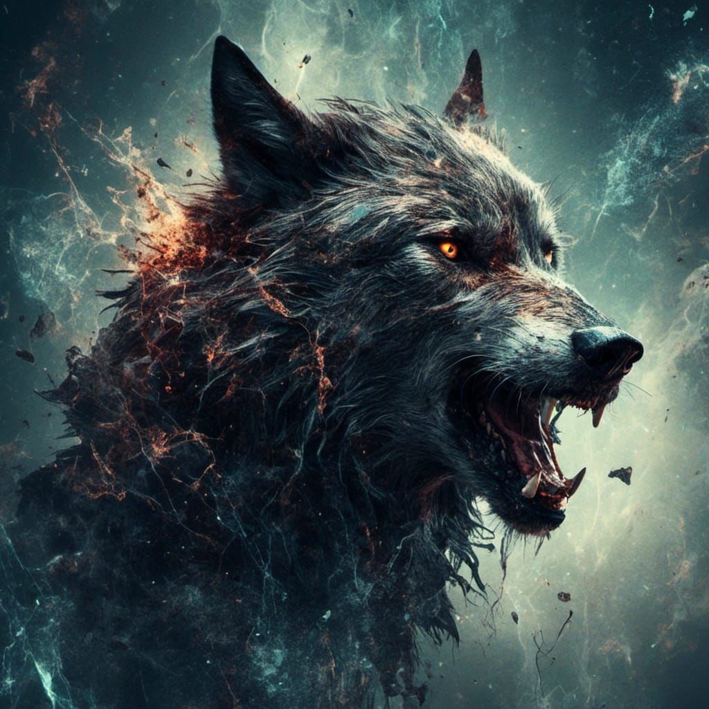 Virtual Glass Wolf in Dark Fantasy Style