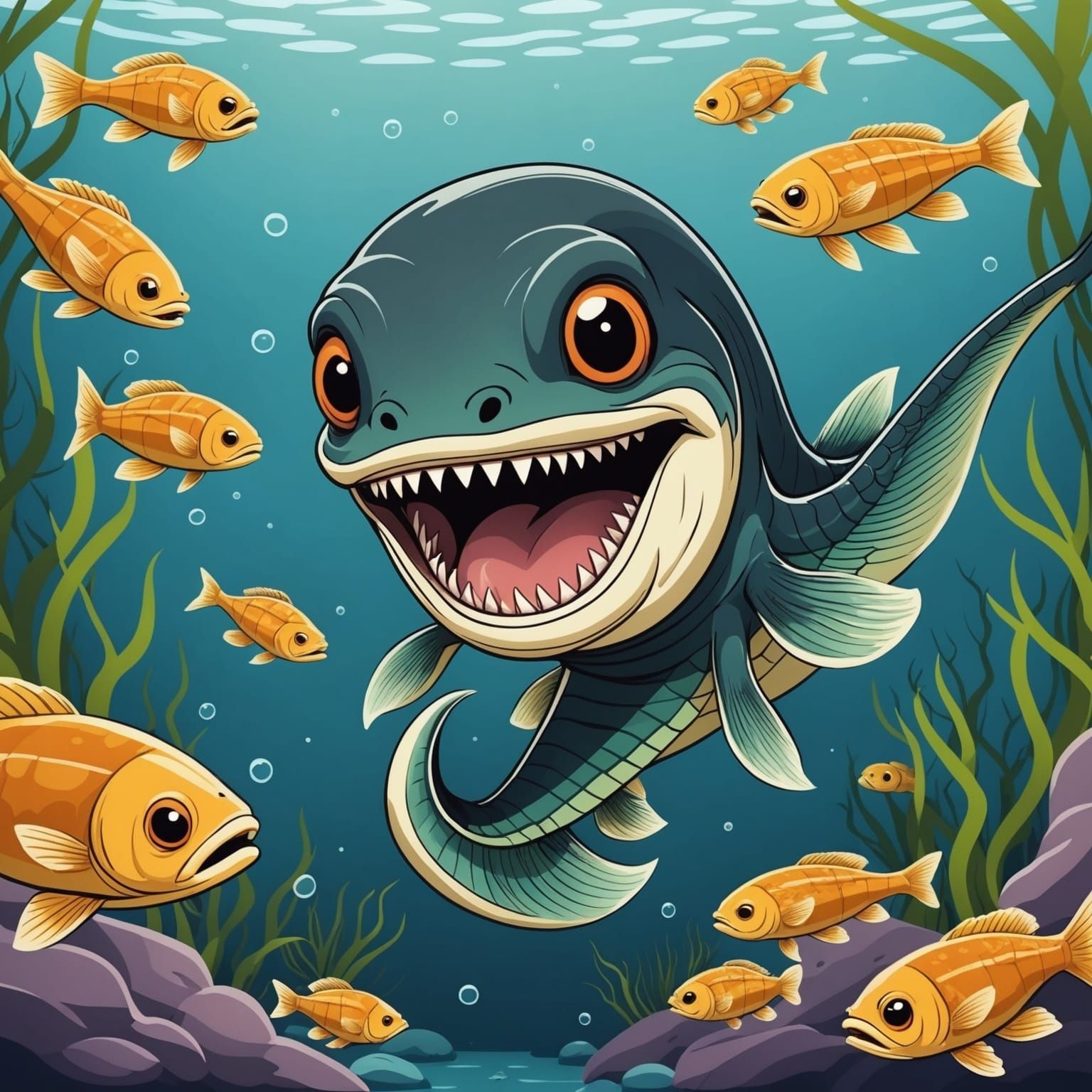 Japanese Eel's Cartoon Escape From Predator