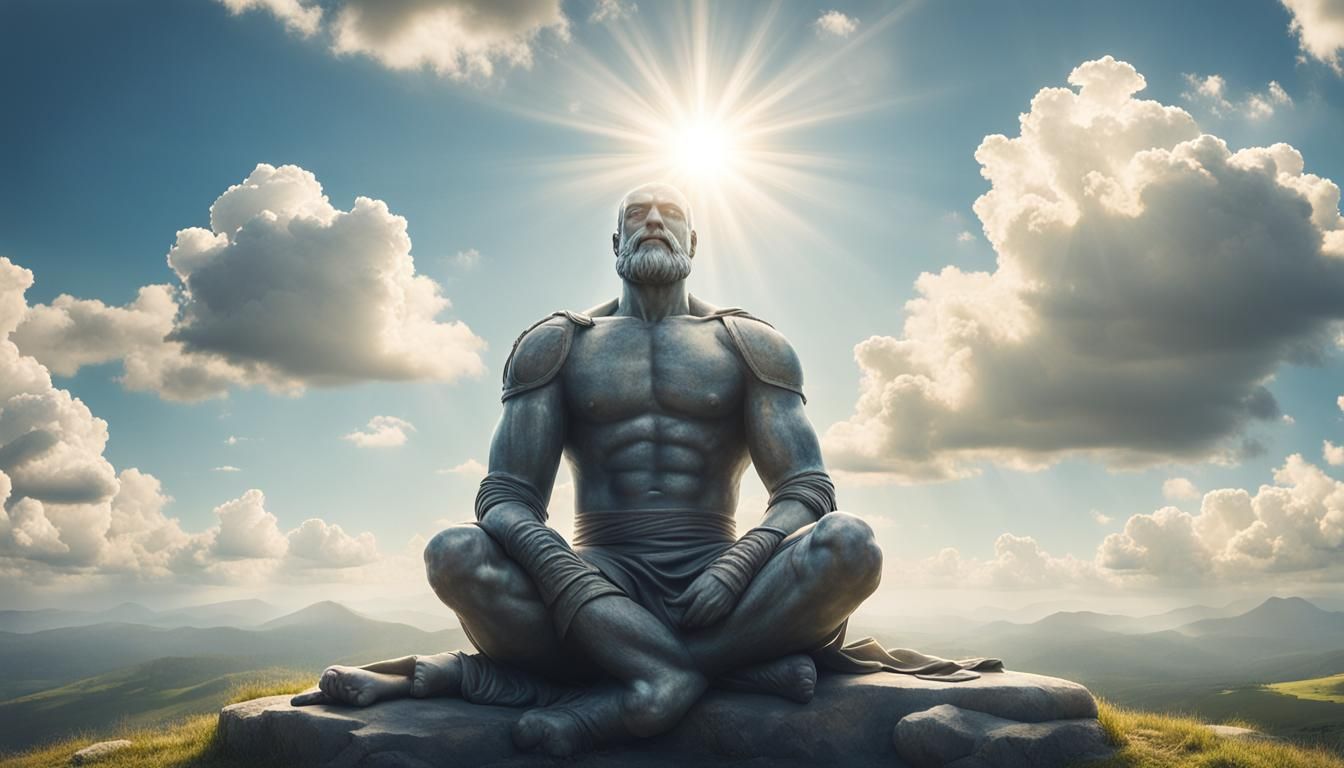 Giant Man Bound by Lilliputians in Divine Light