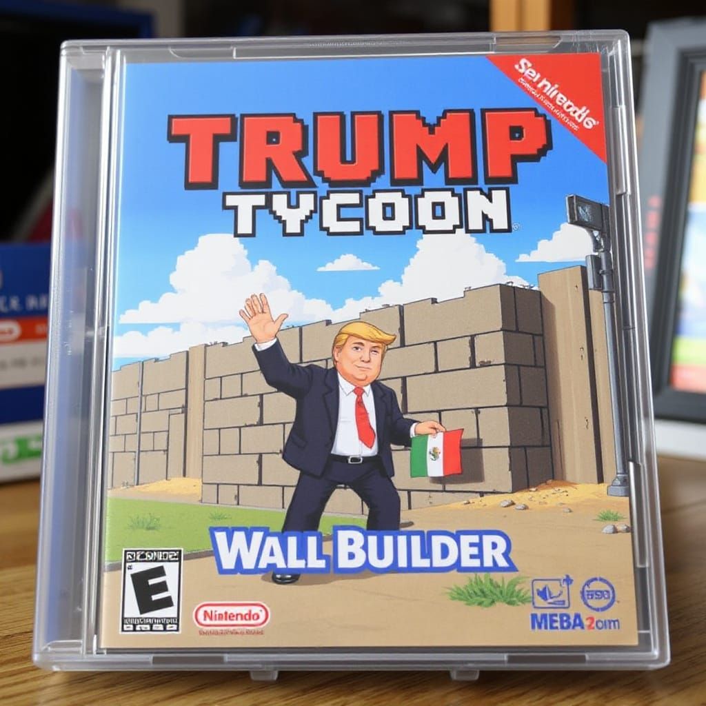 Trump Tycoon: Wall Builder Game Cover in Pixel Art Style