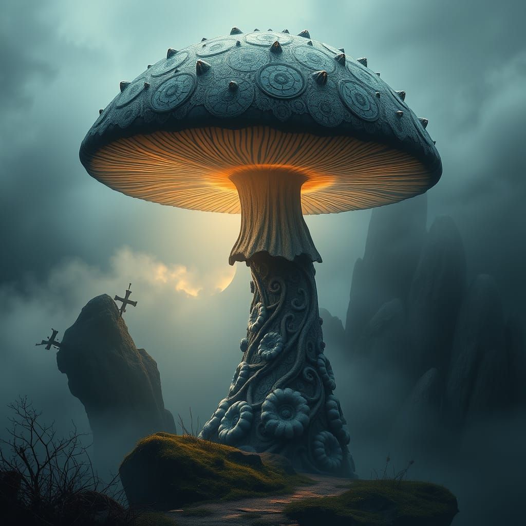 Gothic Mushroom with Byzantine Mosaic Patterns