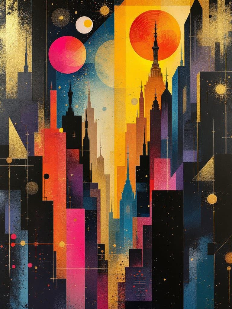 Metropolis Art Deco: A Geometric Pop Art Illustration