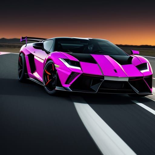 Sleek Lamborghini Venemo Speeds Down Sunset Highway in Neon ...