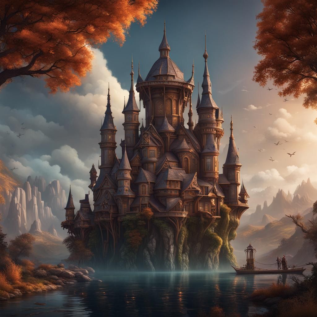 Fantastical Home in Detailed Matte Painting Style
