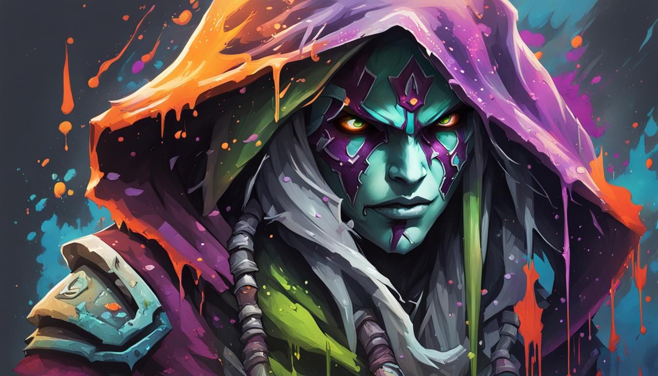 Sylvanas Windrunner Graffiti Art: Colorful Street Style